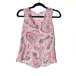 Joie Joaquin Floral Print Paisley 100% Silk Tank Top